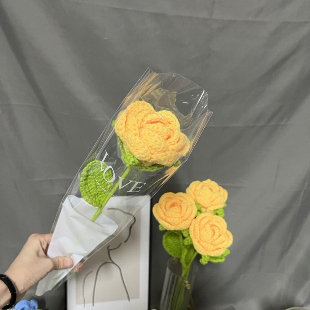Bouquet of hand-knitted roses