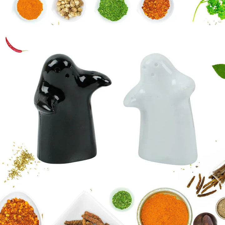 Stornfield | Pretty Spooky Ceramic Salt and Pepper Mills Black and White