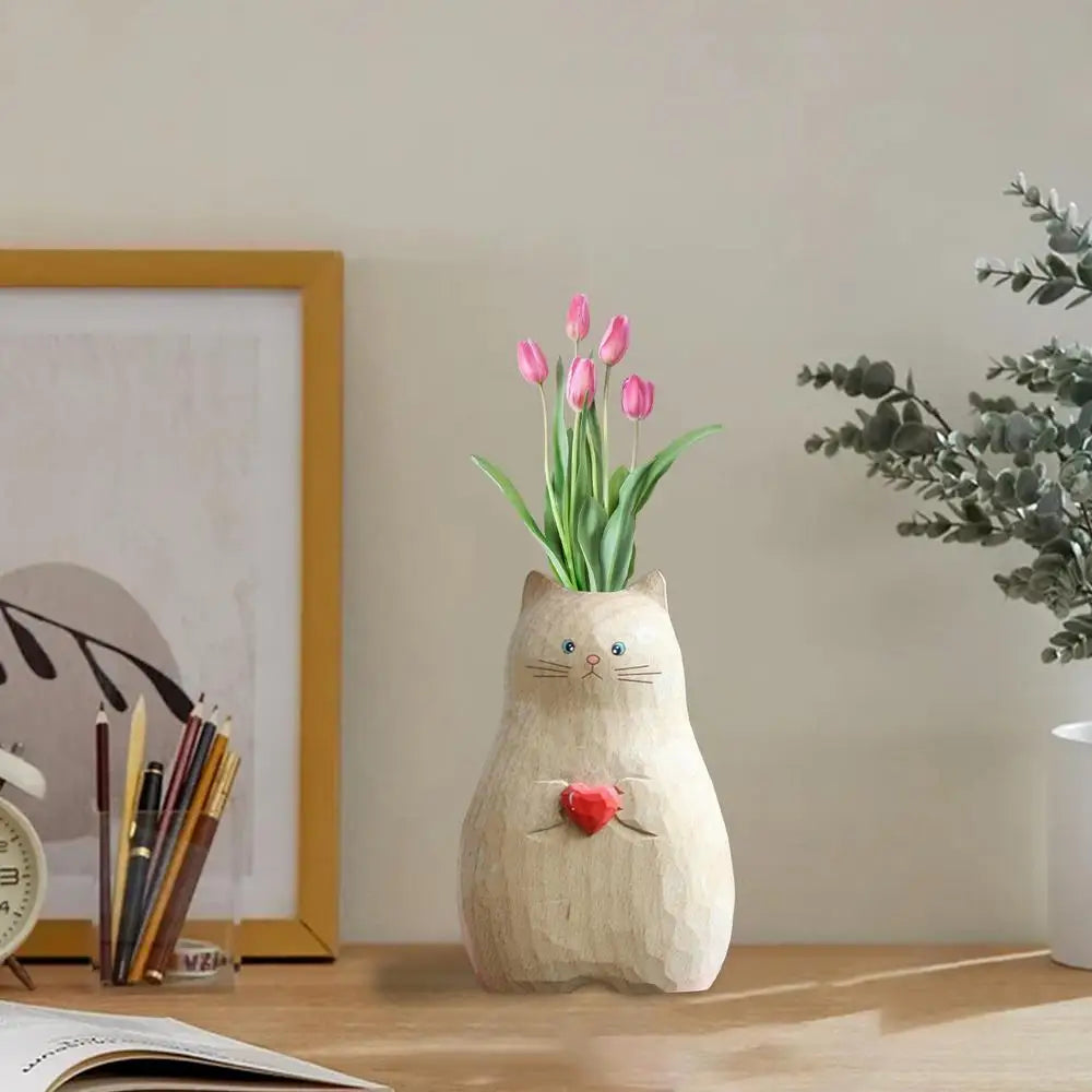 Vase fleur chat mignon