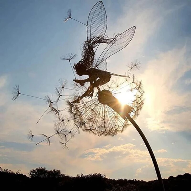 Stornfield | Fairies on a milk wire art sculpture