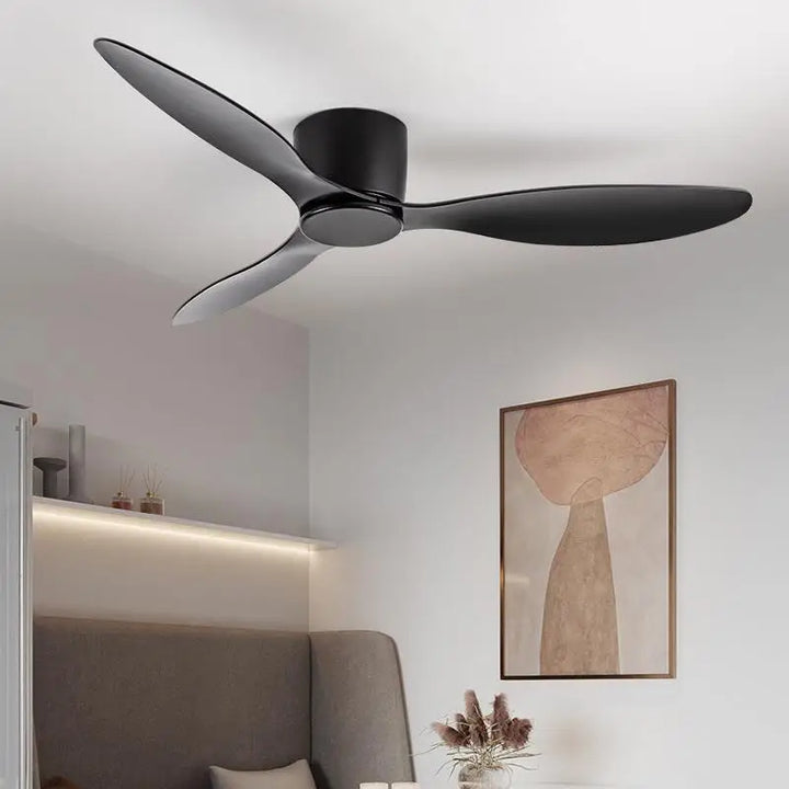 42-52 Inch Ceiling Fans with DC Motor — Remote Control Low Floor Cooling Fans, No Light, White Wood & Black Options | Stornfield