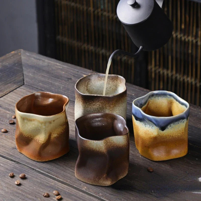 Stornfield | Twisted Irregular Ceramic Mug 9.47 oz/280 ml Handleless Polychromatic Creative Coffee and Tea Cups Retro Coffee Mugs