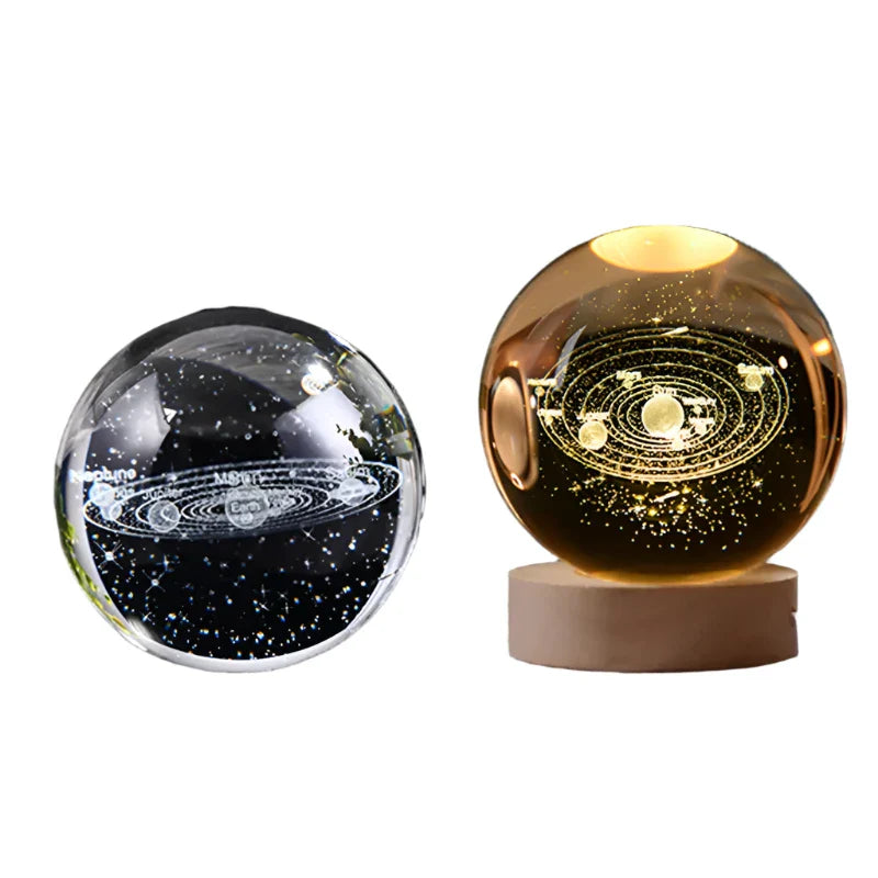 3D Crystal Night Light LED - Starry Sky Projector with Wooden Base, Romantic Lighting for Bedroom & Gifts | Stornfield