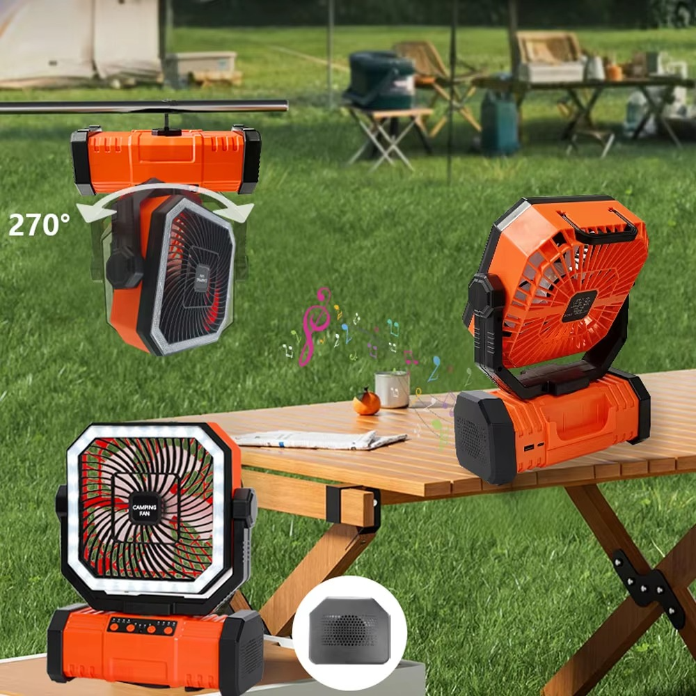 Rechargeable Camping Fan with 20000mAh Battery, 4 Speeds and LED Lantern | Stornfield