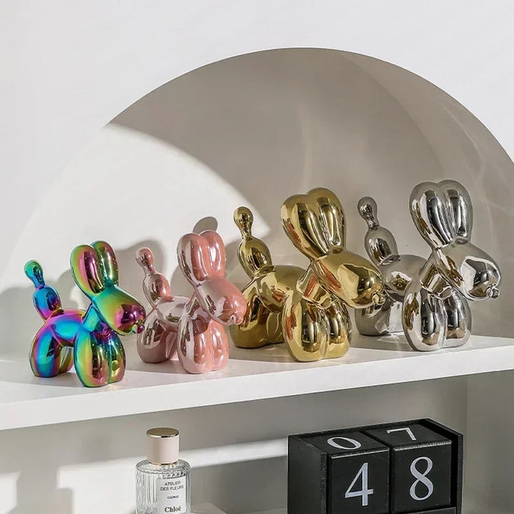 Stornfield | Golden Nordic Ceramic Balloon Dog Sculpture Animal Decorations Statue Living Room Ornaments Creative Desk Ornament Home Decor