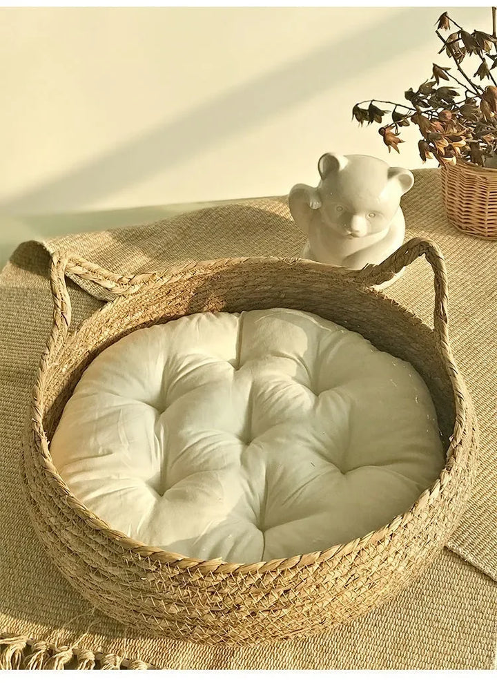 Rattan cat bed handwoven & washable Stornfield