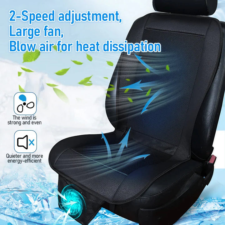 DC 12V 3D Car Seat Cooling Cushion | 8-Fan Ventilated Summer Air Seat for Fast Cooling | Stornfield