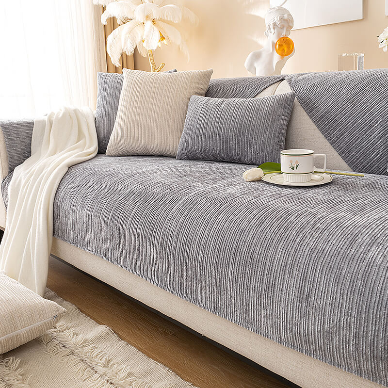 Simple Solid Color Chenille Scratch-resistant Couch Cover | Stornfield