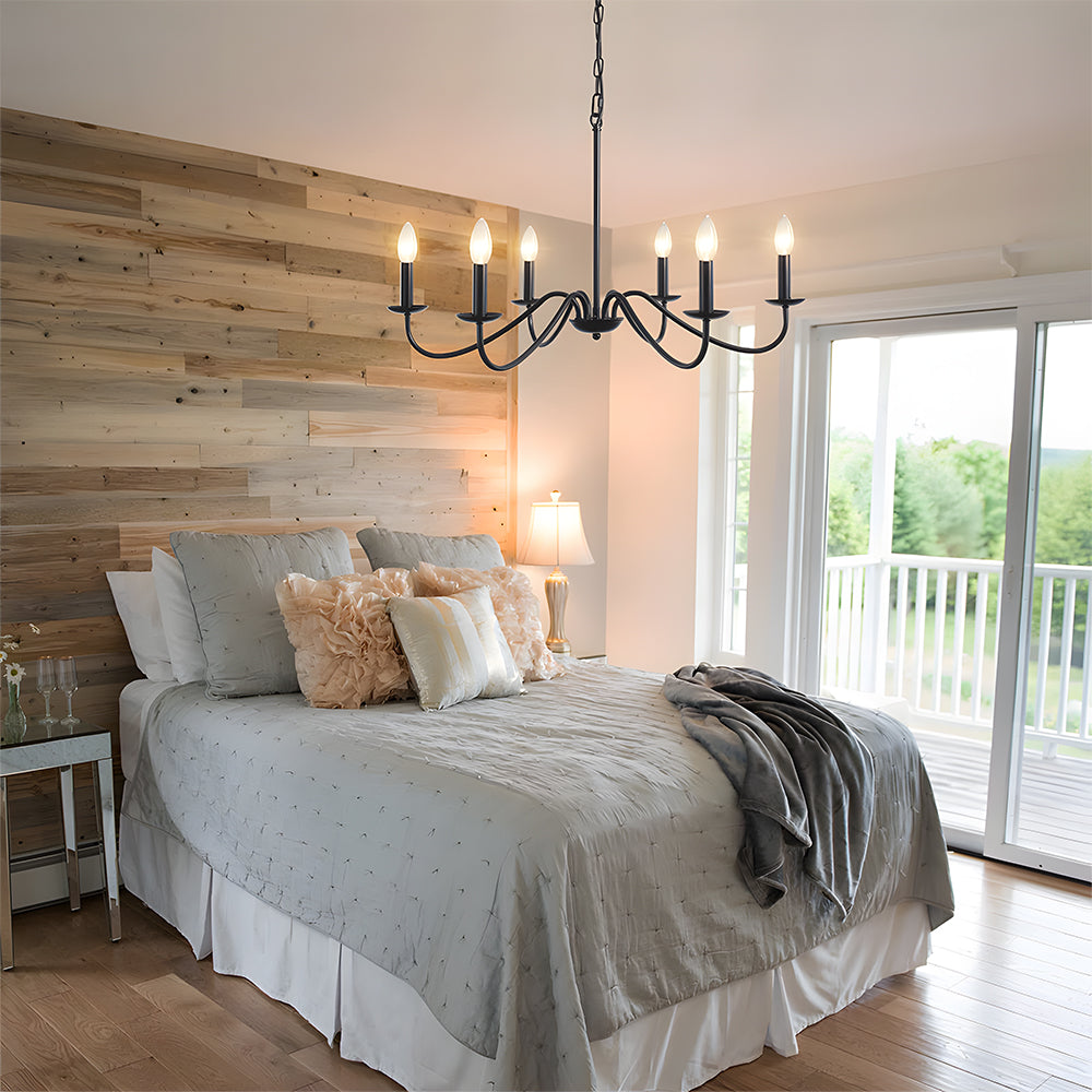 Black Candle Chandelier Light – Ceiling Lamp for Living & Dining Rooms | Stornfield