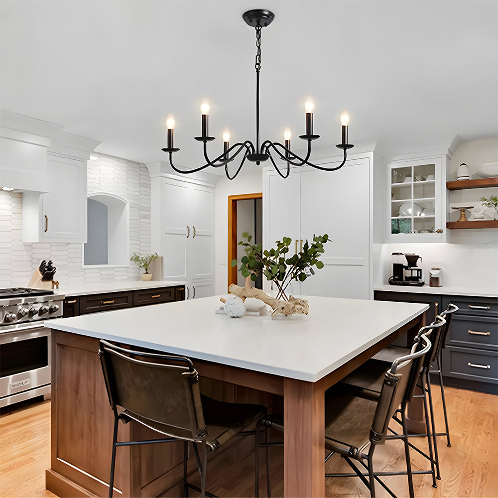 Black Candle Chandelier Light – Ceiling Lamp for Living & Dining Rooms | Stornfield