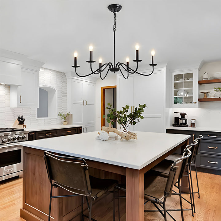 Black Candle Chandelier Light – Ceiling Lamp for Living & Dining Rooms | Stornfield