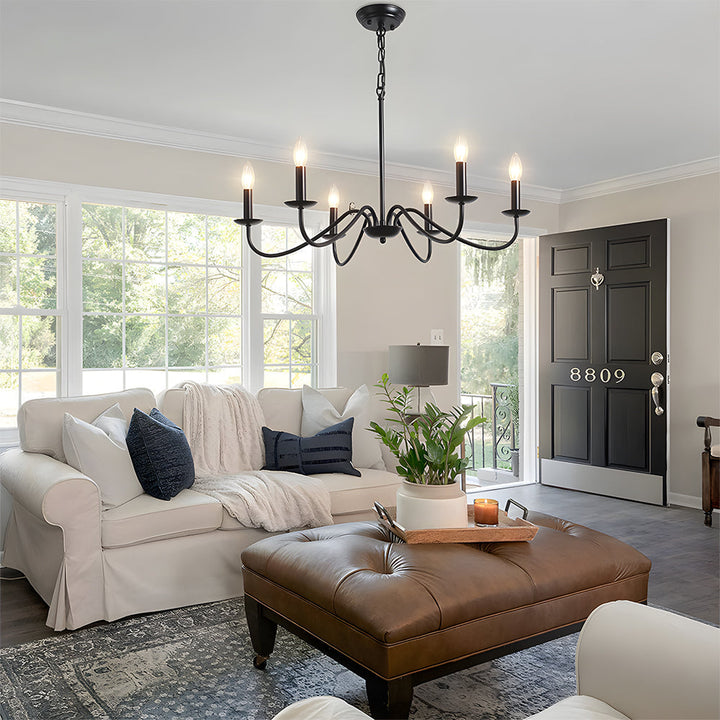Black Candle Chandelier Light – Ceiling Lamp for Living & Dining Rooms | Stornfield