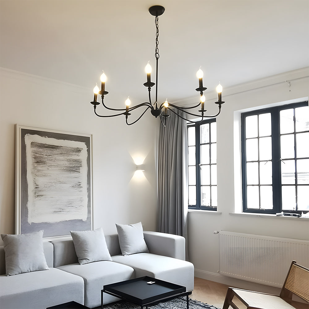 Black Candle Chandelier Light – Ceiling Lamp for Living & Dining Rooms | Stornfield