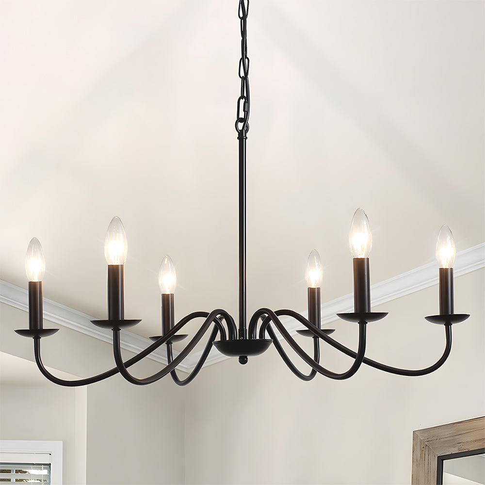 Black Candle Chandelier Light – Ceiling Lamp for Living & Dining Rooms | Stornfield
