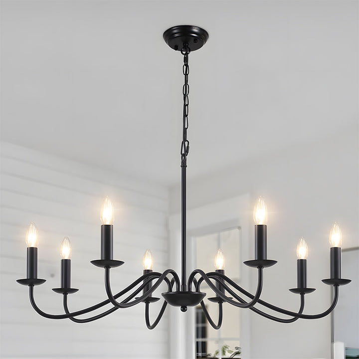 Black Candle Chandelier Light – Ceiling Lamp for Living & Dining Rooms | Stornfield