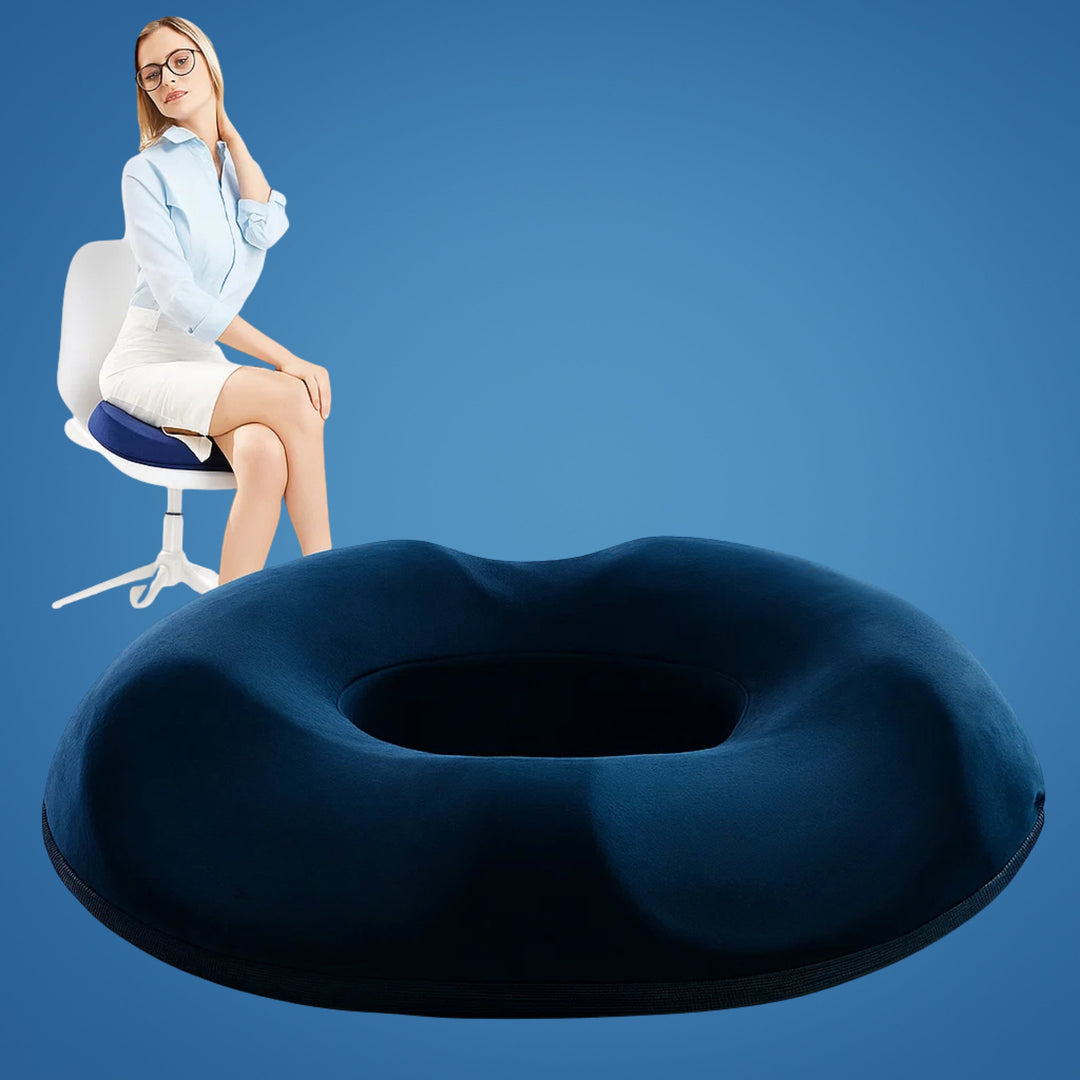 SitRelief | Donut Seat Cushion - Coccyx and Hemorrhoid Relief - Memory Foam - Washable Cover - Office, Travel, Post-partum Use Stornfield