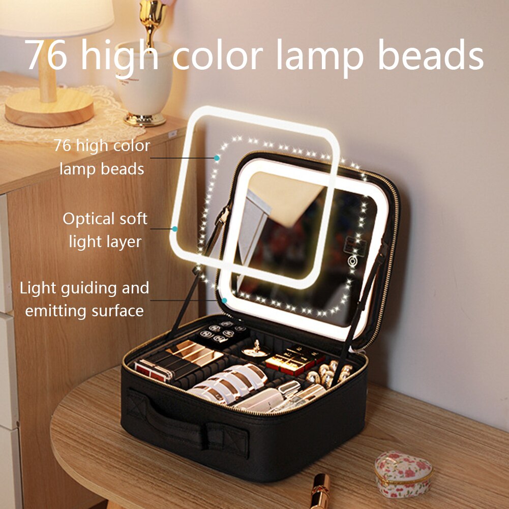 Travel Makeup Case with LED Light & Mirror Portable Stornfield