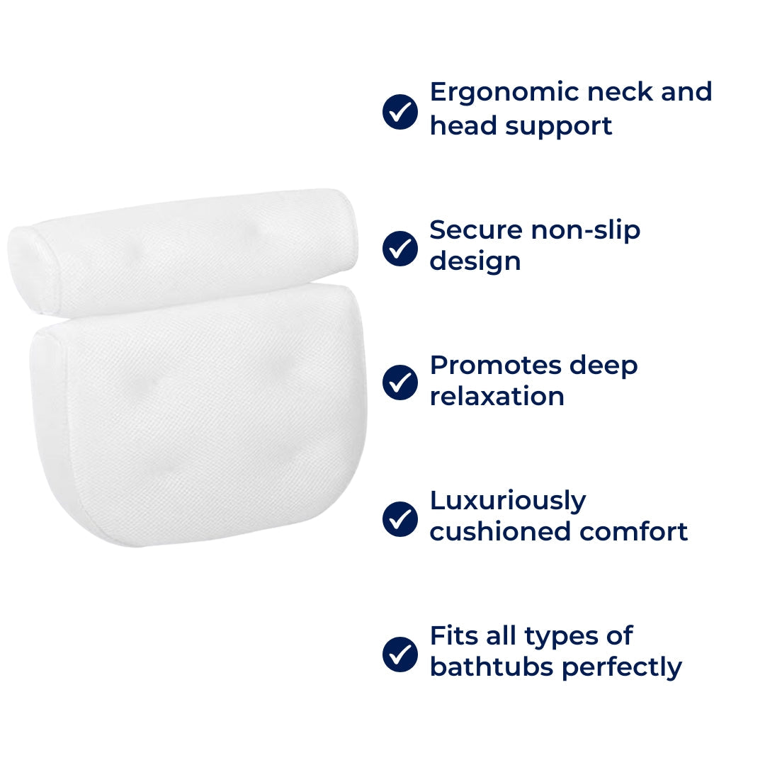 SoakEase Bath Pillow - Neck and Head Support - Non-Slip Cushion - Enhances Relaxation - Fits All Bathtubs - Soft and Comfortable Stornfield