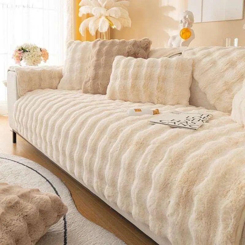 Sofia - Universal Plush Sofa Cover L Shape - Winter Warm Soft | Stornfield