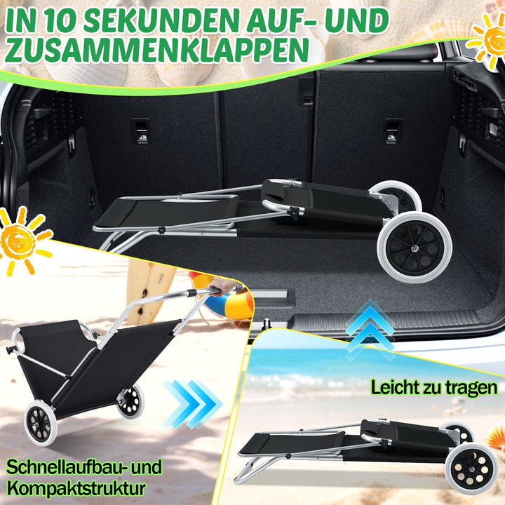 Sun lounger with wheels and sun canopy folding garden lounger | Stornfield