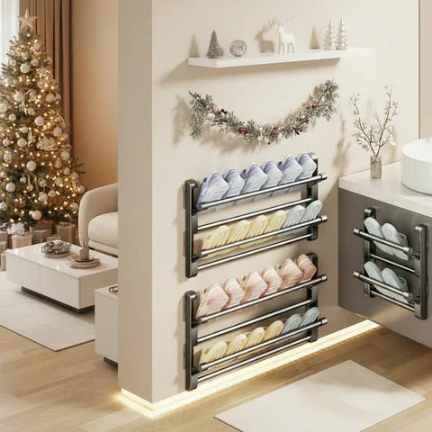 Wall-mounted shoe rack with drainage system | Stornfield