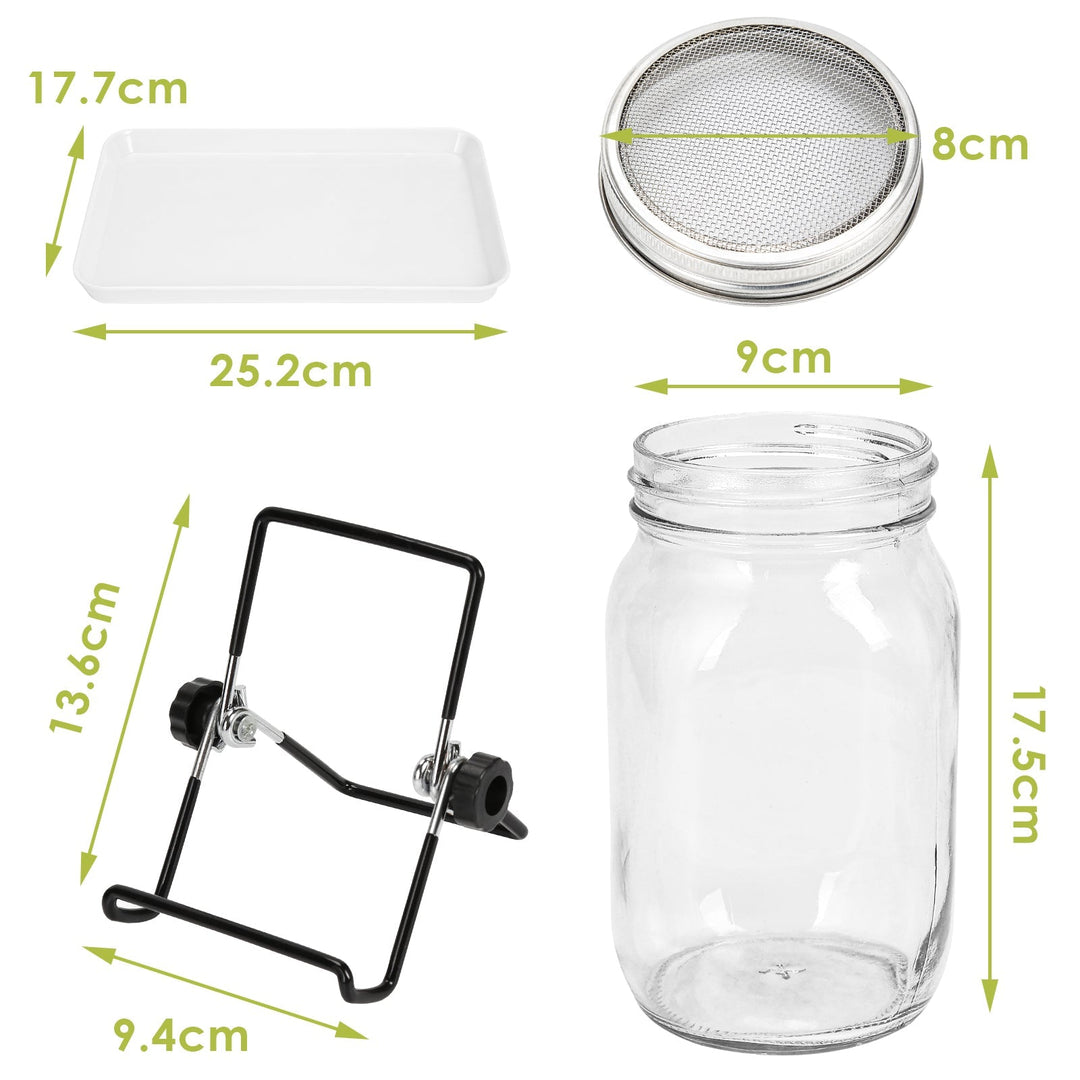 Sprouting glass germination glass 2pcs with lid & sieve 950ML | Stornfield