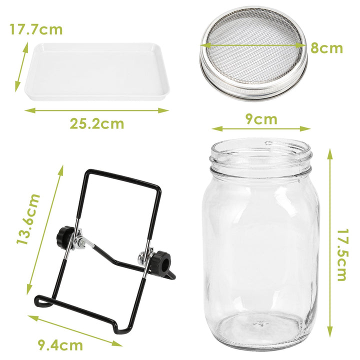Sprouting glass germination glass 2pcs with lid & sieve 950ML | Stornfield