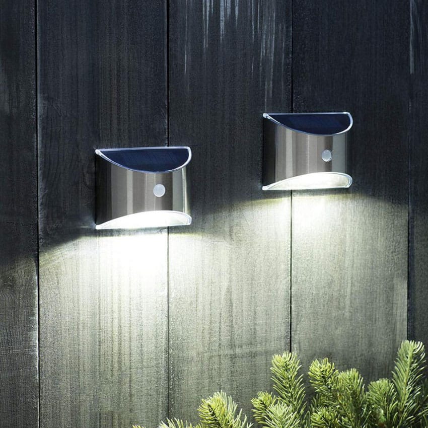 LED Solar Cell Wall Light (Downlight), 2 pcs. stainless steel | Stornfield