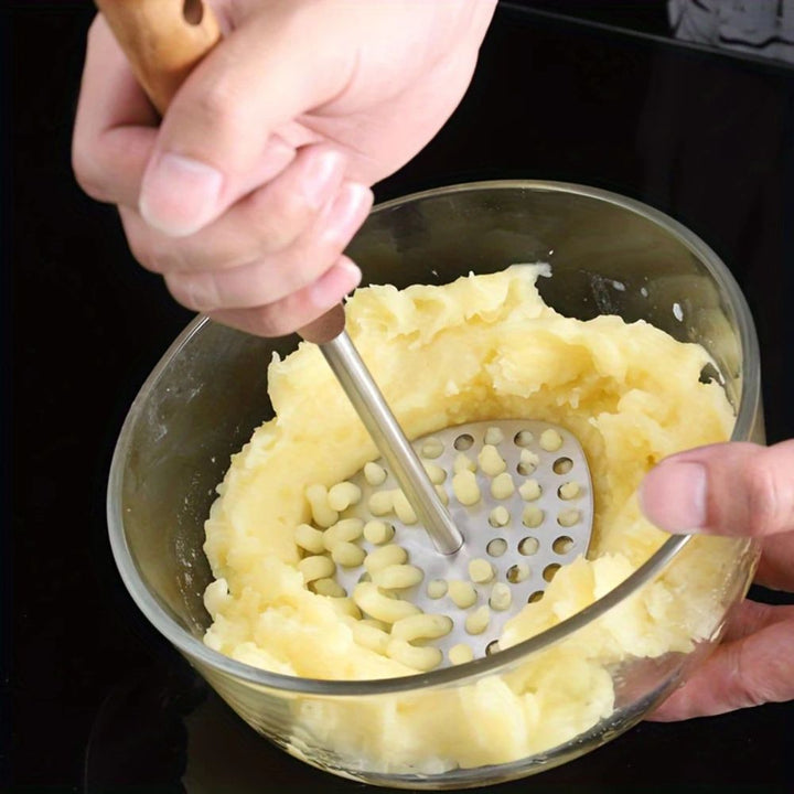 PureGrip Potato Masher Stainless Steel 304 With Wooden Handle | Stornfield