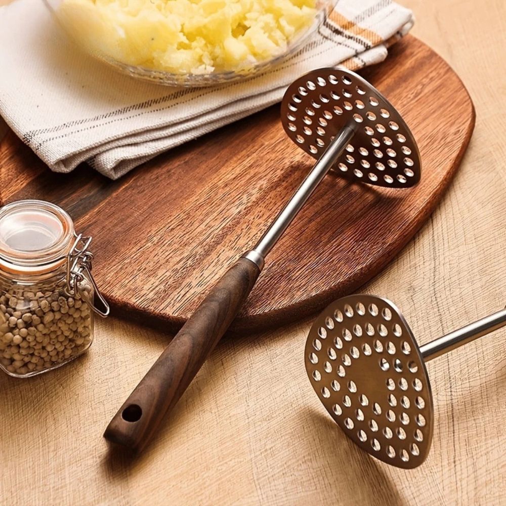 PureGrip Potato Masher Stainless Steel 304 With Wooden Handle | Stornfield