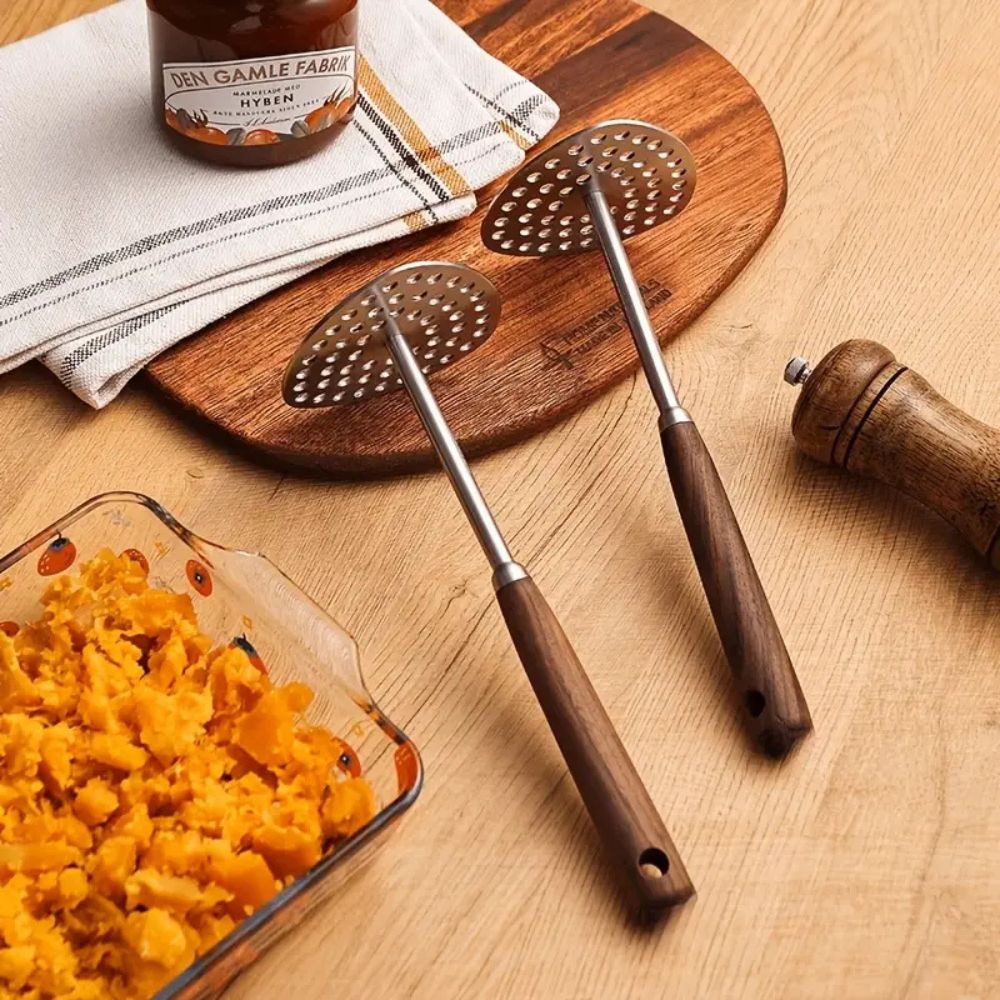 PureGrip Potato Masher Stainless Steel 304 With Wooden Handle | Stornfield