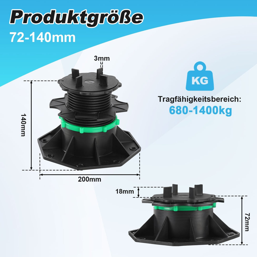 Adjustable pedestal height plate supports | Stornfield
