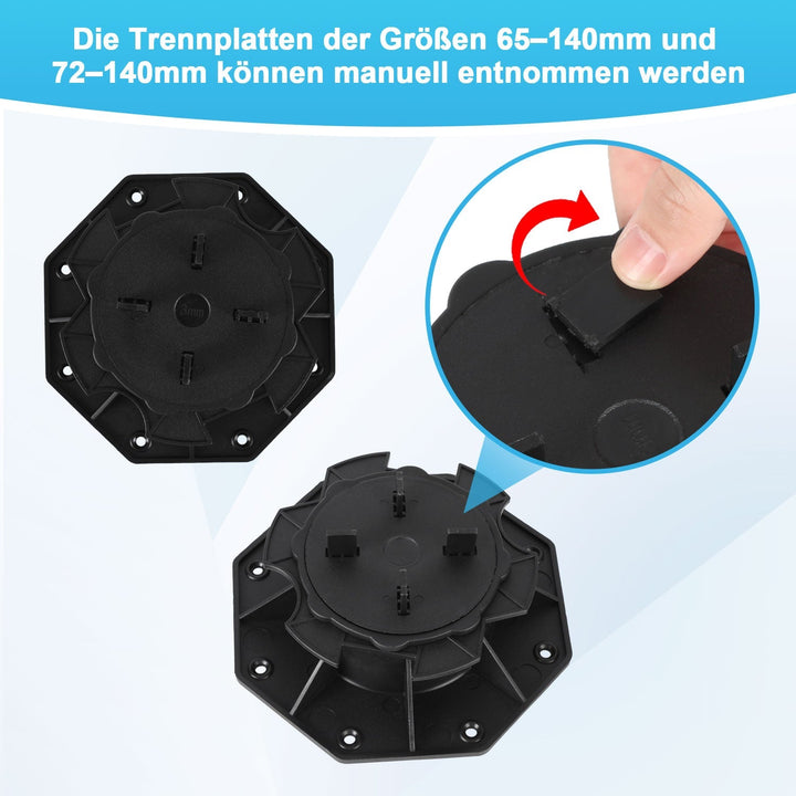 Adjustable pedestal height plate supports | Stornfield