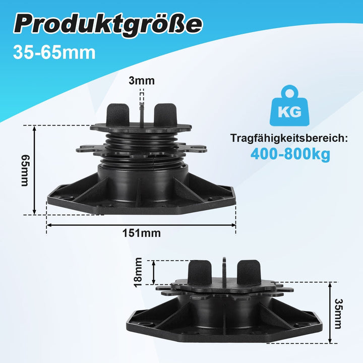 Adjustable pedestal height plate supports | Stornfield