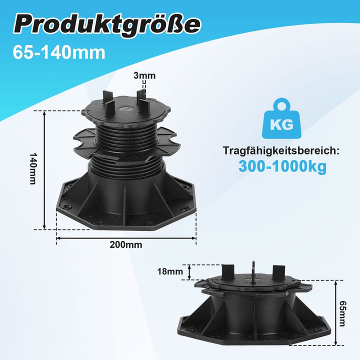 Adjustable pedestal height plate supports | Stornfield