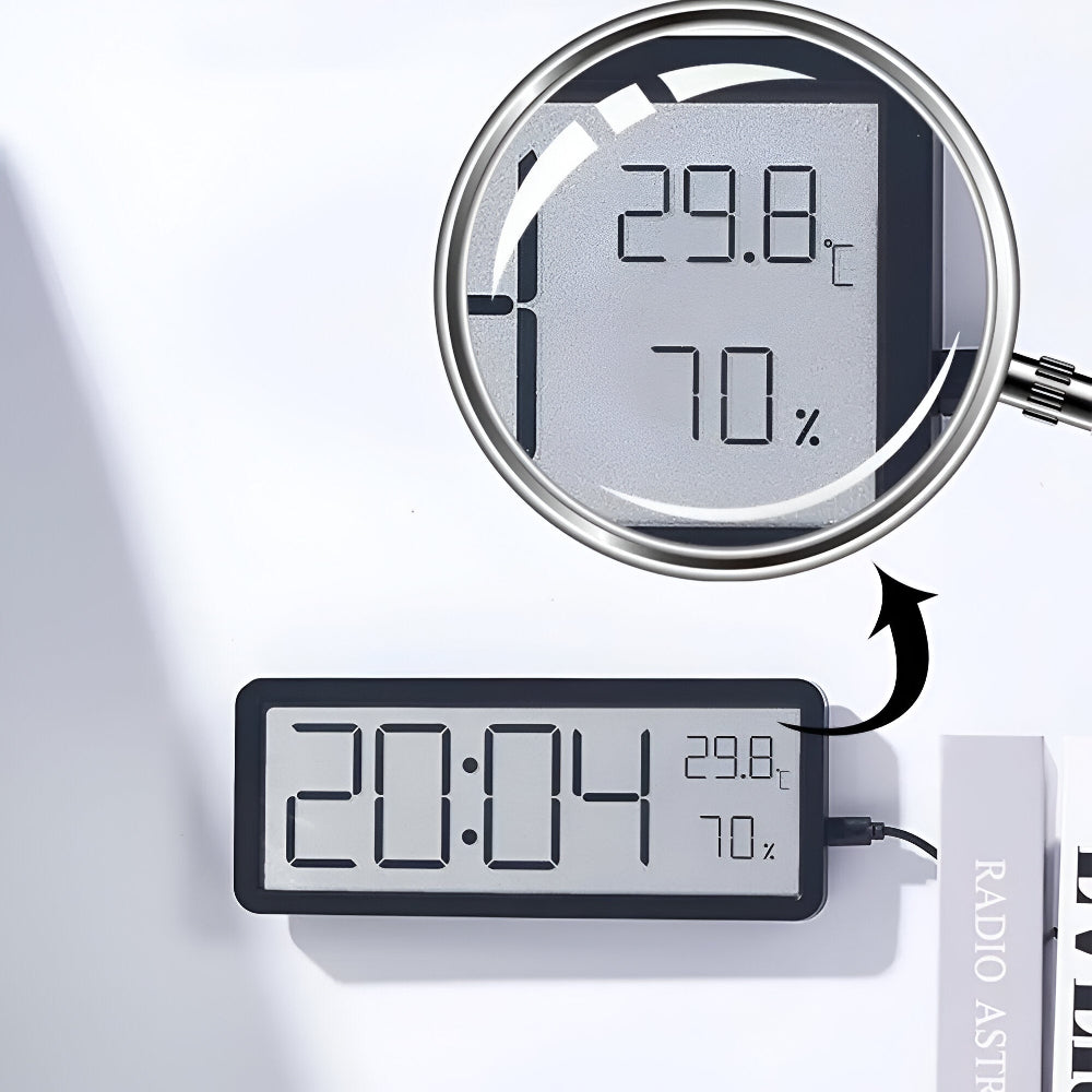 Digital LED Wall Clock – Large Display with Temperature and Humidity | Stornfield