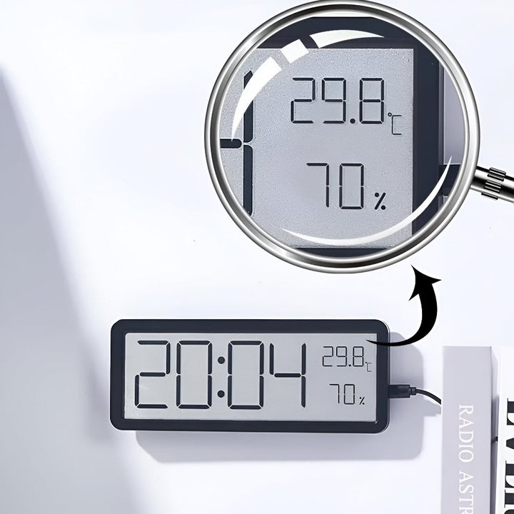 Digital LED Wall Clock – Large Display with Temperature and Humidity | Stornfield
