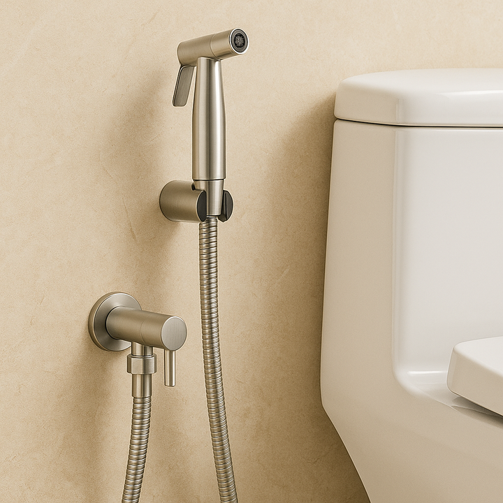 Stainless Steel Bidet Sprayer AquaNova – Hygienic Toilet Shower Spray with Wall Holder | Stornfield