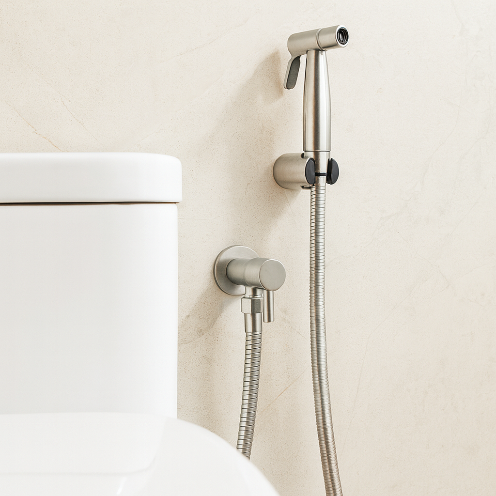 Stainless Steel Bidet Sprayer AquaNova – Hygienic Toilet Shower Spray with Wall Holder | Stornfield