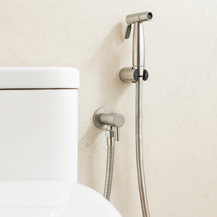 Stainless Steel Bidet Sprayer AquaNova – Hygienic Toilet Shower Spray with Wall Holder | Stornfield