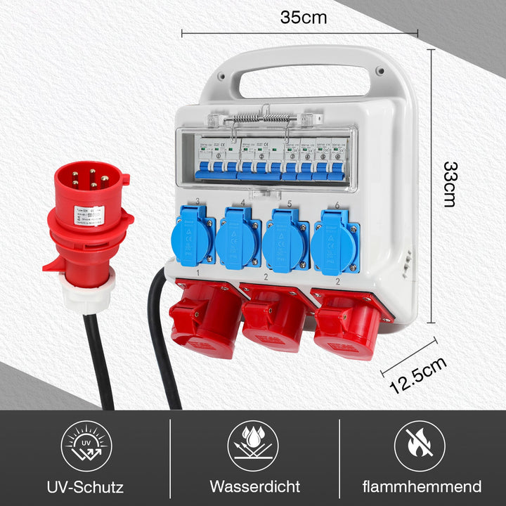 Wall distributor 2 x CEE 16A 400V + 1 x CEE 32A 400V + 4 x 230V 5 Pole | Stornfield