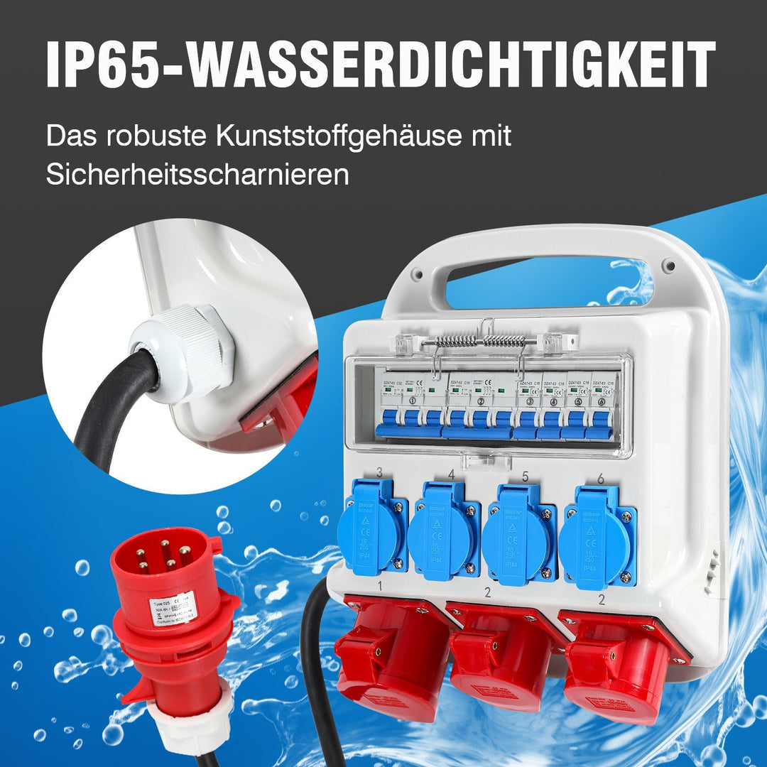 Wall distributor 2 x CEE 16A 400V + 1 x CEE 32A 400V + 4 x 230V 5 Pole | Stornfield