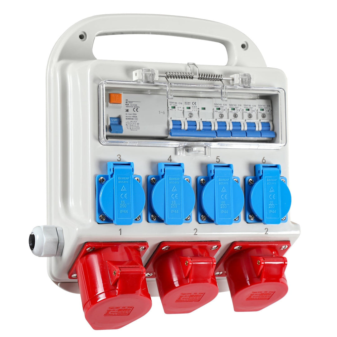 Power distributor RCD 2 x CEE 400V/16A + 4 x 230V Schuko 5 pole | Stornfield