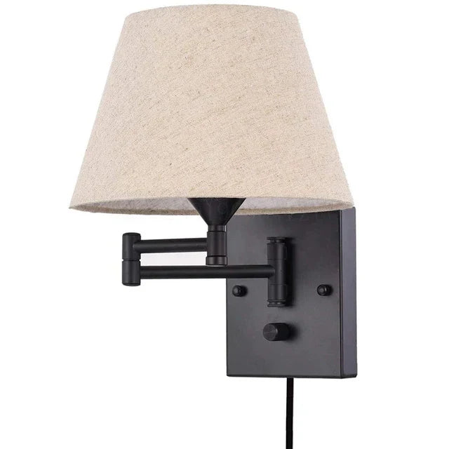 Swiveling wall lamp with fabric shade - Adjustable LED wall lamp for bedroom & living room | Stornfield