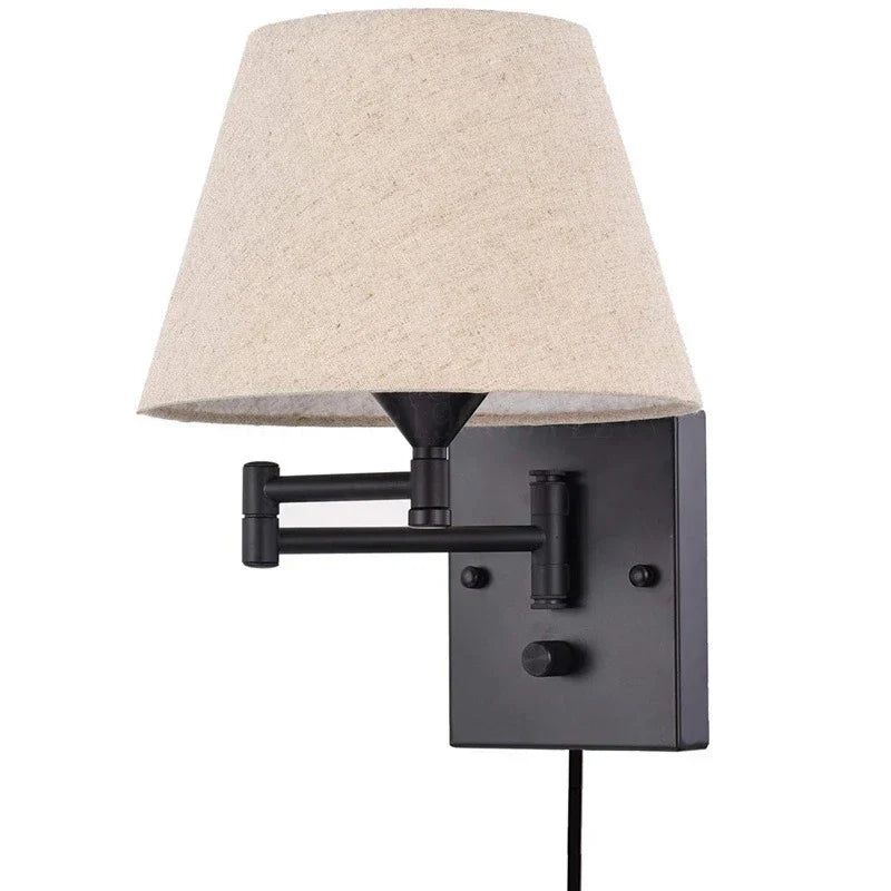 Swiveling wall lamp with fabric shade - Adjustable LED wall lamp for bedroom & living room | Stornfield