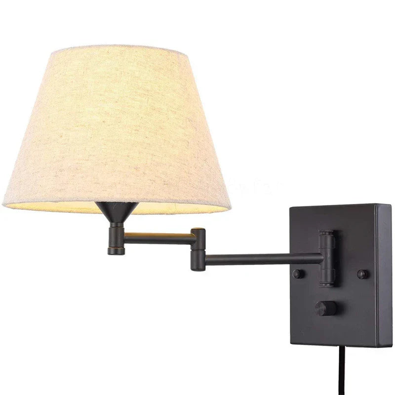 Swiveling wall lamp with fabric shade - Adjustable LED wall lamp for bedroom & living room | Stornfield