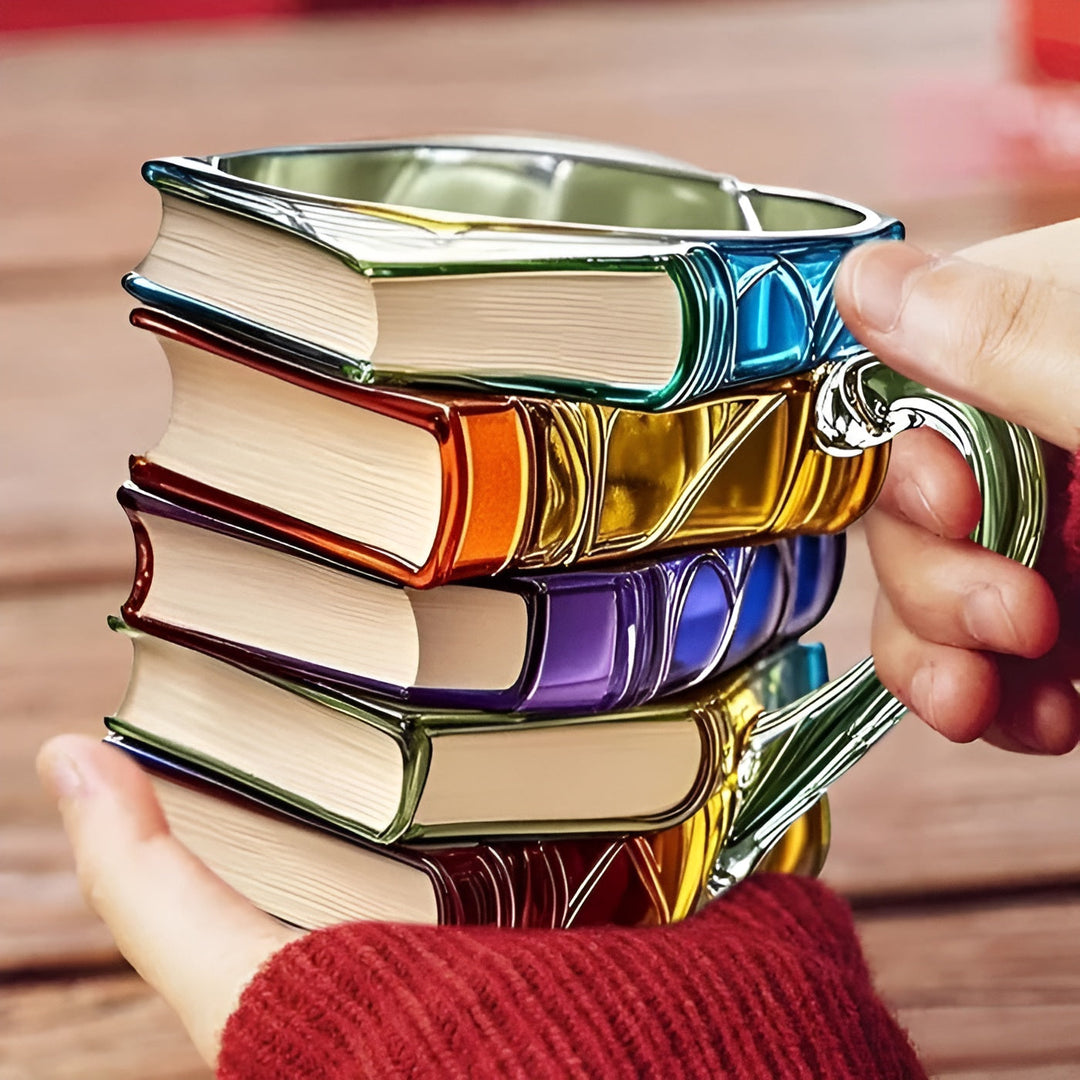 Glass Coffee Cup 350 ml – Handcrafted with 3D Book Pattern | High-Quality Glass for Coffee, Tea, and Stylish TaStornfielde Decor | Stornfield