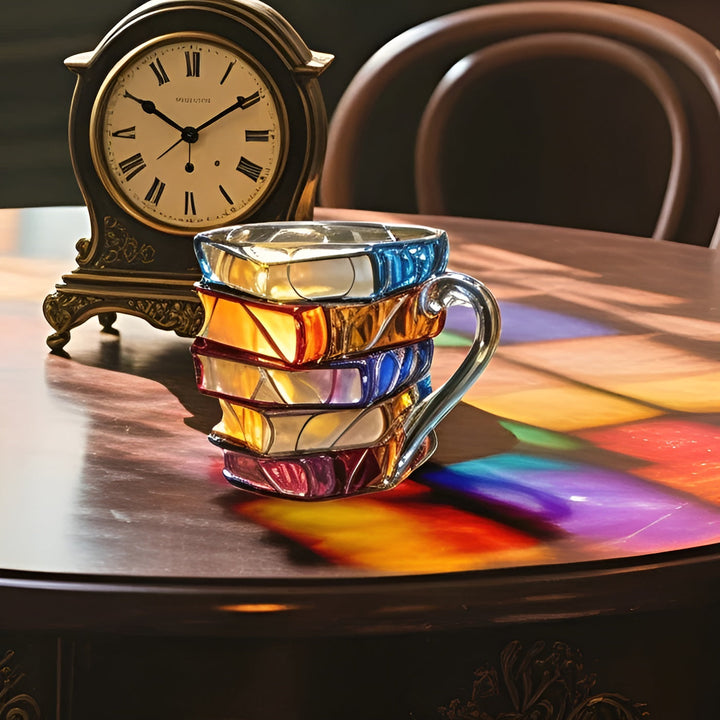 Glass Coffee Cup 350 ml – Handcrafted with 3D Book Pattern | High-Quality Glass for Coffee, Tea, and Stylish TaStornfielde Decor | Stornfield