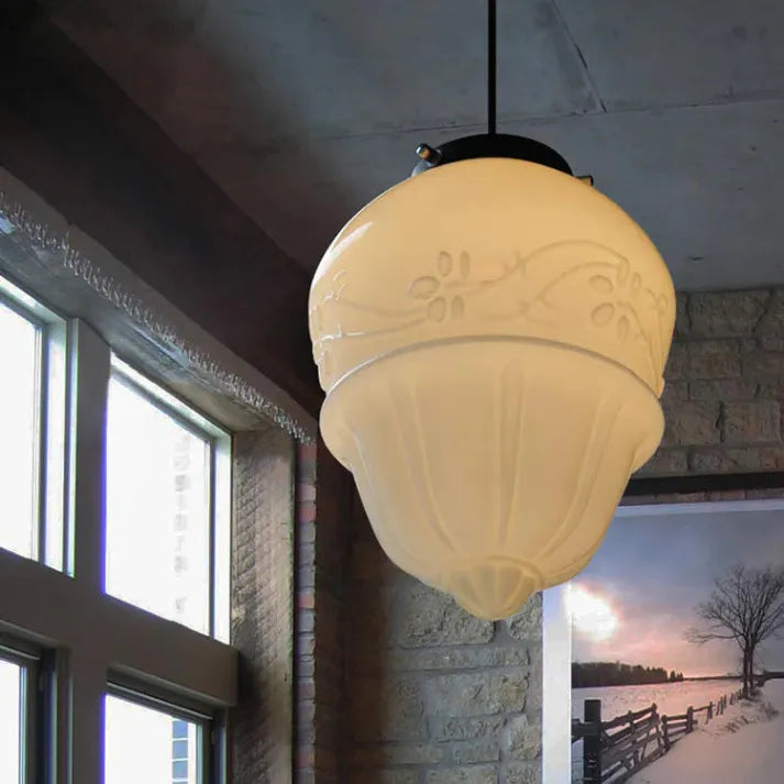 Vintage Geometric Hanging Lamp made of Matte Glass – Retro Pendant Light for Dining Room | Stornfield