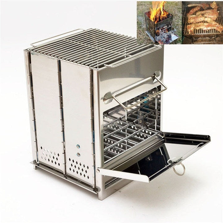 Stornfield | Foldable Stainless Steel Portable Charcoal Grill Outdoor Grill Camping Wood Burning Stove